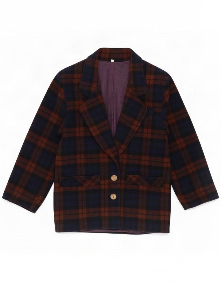 Jaqueta blazer feminina vintage de 2 botões IT 42 lã xadrez roxa média