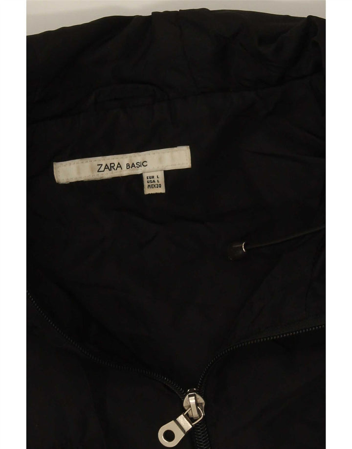 Zara Womens Hooded Utility Jacket UK 14 Grande Preto