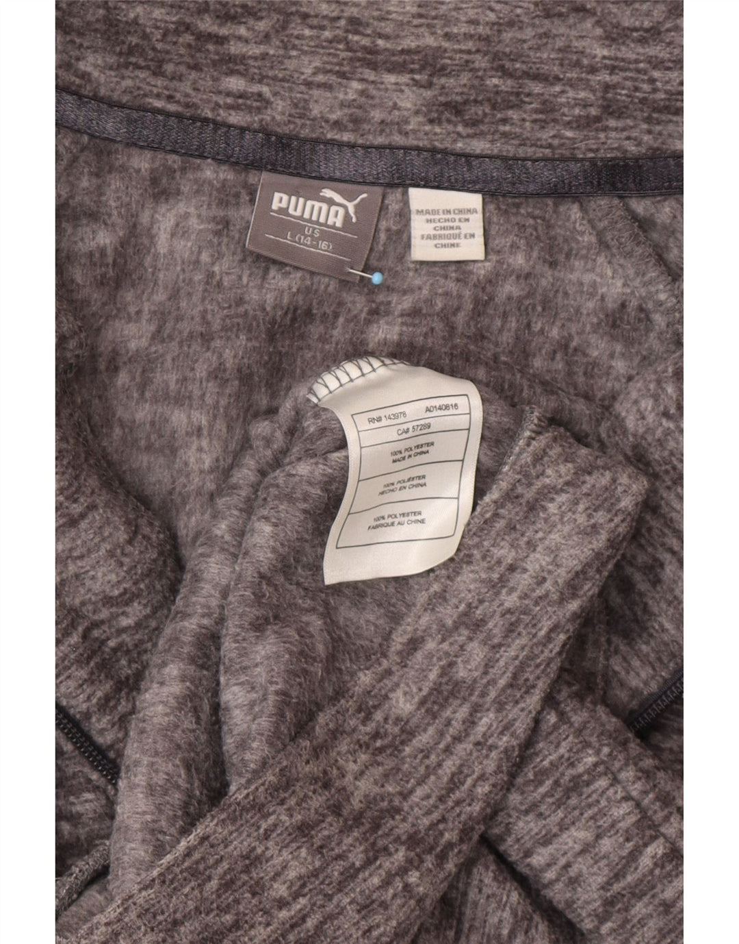Jaqueta PUMA Boys Fleece 14-15 anos grande poliéster manchado cinza