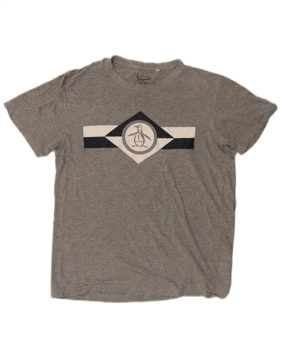 Camiseta gráfica masculina Penguin Top grande algodão cinza