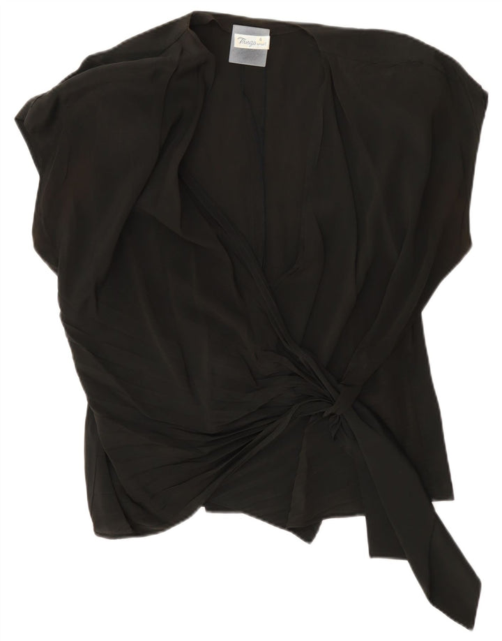 Blusa feminina vintage grande envoltória top US 4 pequeno acetato preto