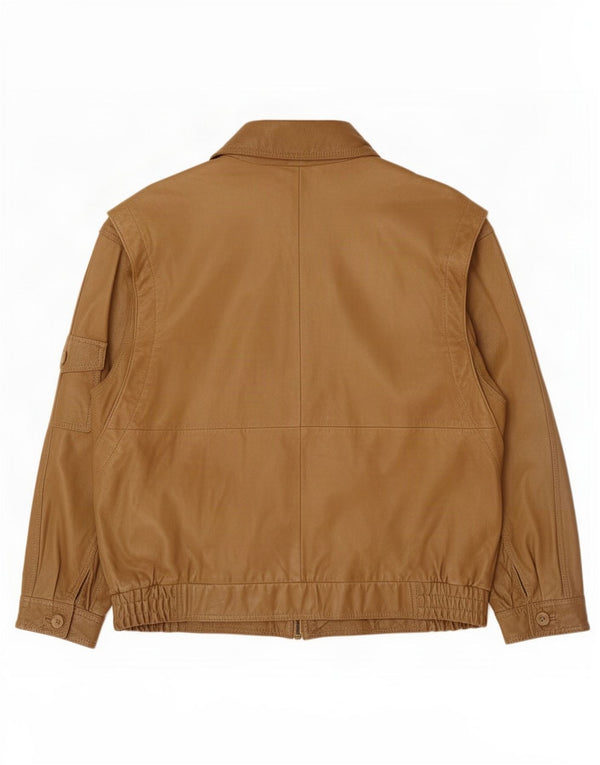 Jaqueta de couro masculina vintage IT 54 2XL marrom