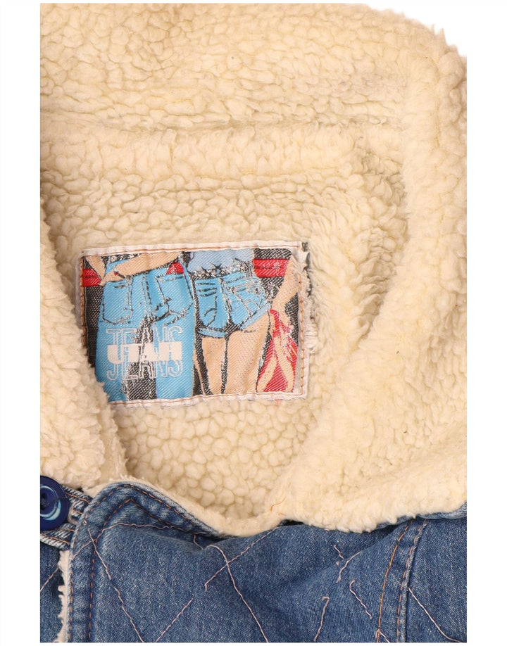 Jaqueta jeans masculina VINTAGE Sherpa UK 40 grande azul algodão clássico