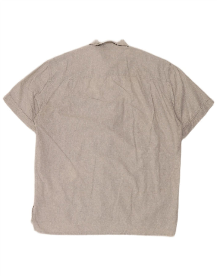 Camisa masculina vintage de manga curta grande algodão cinza