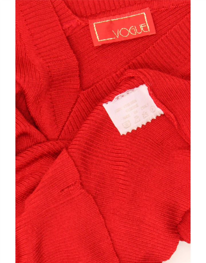 Suéter feminino Vogue com decote em V Reino Unido 14 grande viscose vermelha