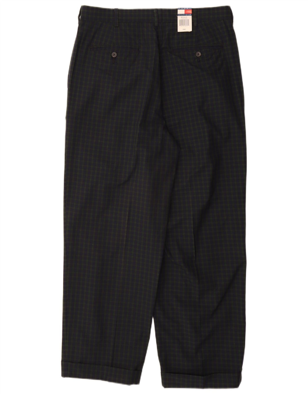 Calça casual masculina Tommy Hilfiger Pegged W33 L30 azul marinho xadrez algodão