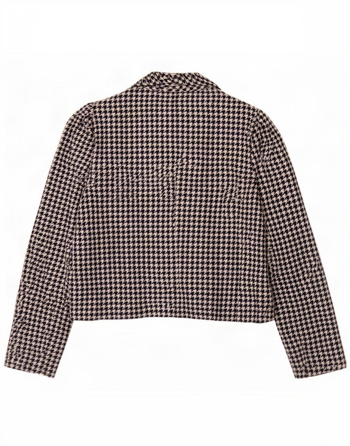 Mona Jaqueta Blazer Feminina com 2 Botões Reino Unido 12 Médio Azul Marinho Houndstooth