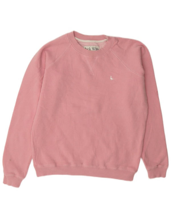 Jack Wills moletom feminino oversized jumper UK 8 pequeno algodão rosa
