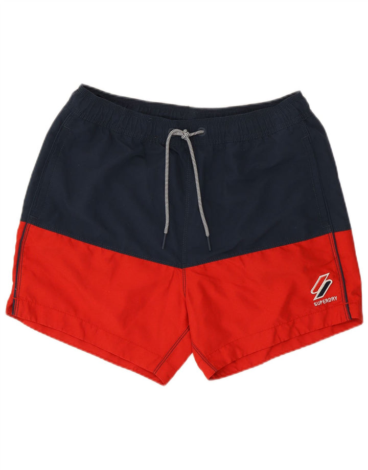 Shorts de natação masculino Superdry médio azul marinho Colourblock poliéster