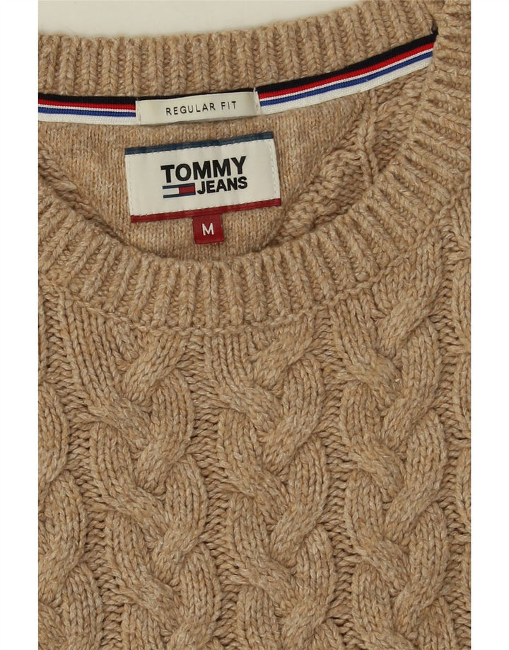 Suéter masculino Tommy Hilfiger regular fit com gola redonda bege médio