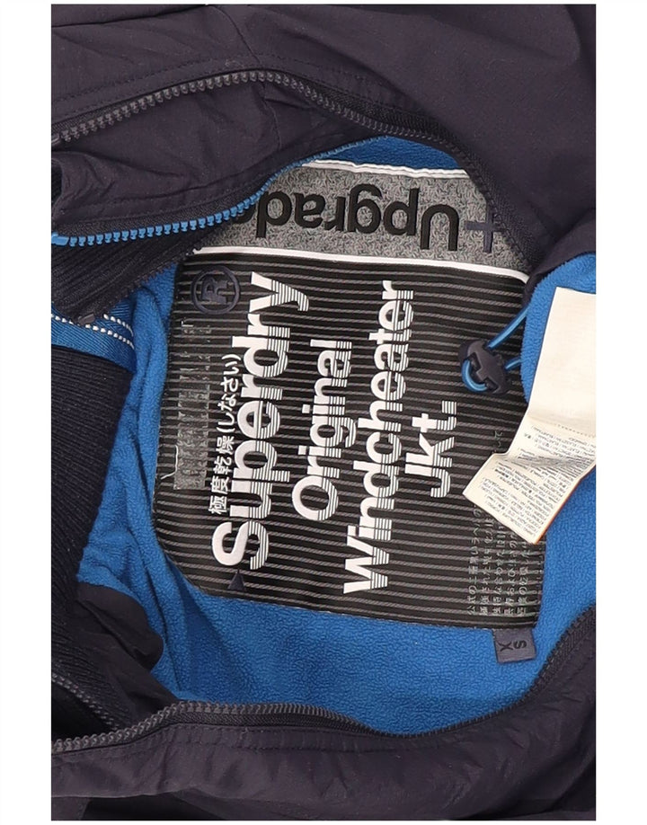 Jaqueta corta-vento masculina Superdry com capuz UK 34 XS azul marinho poliéster