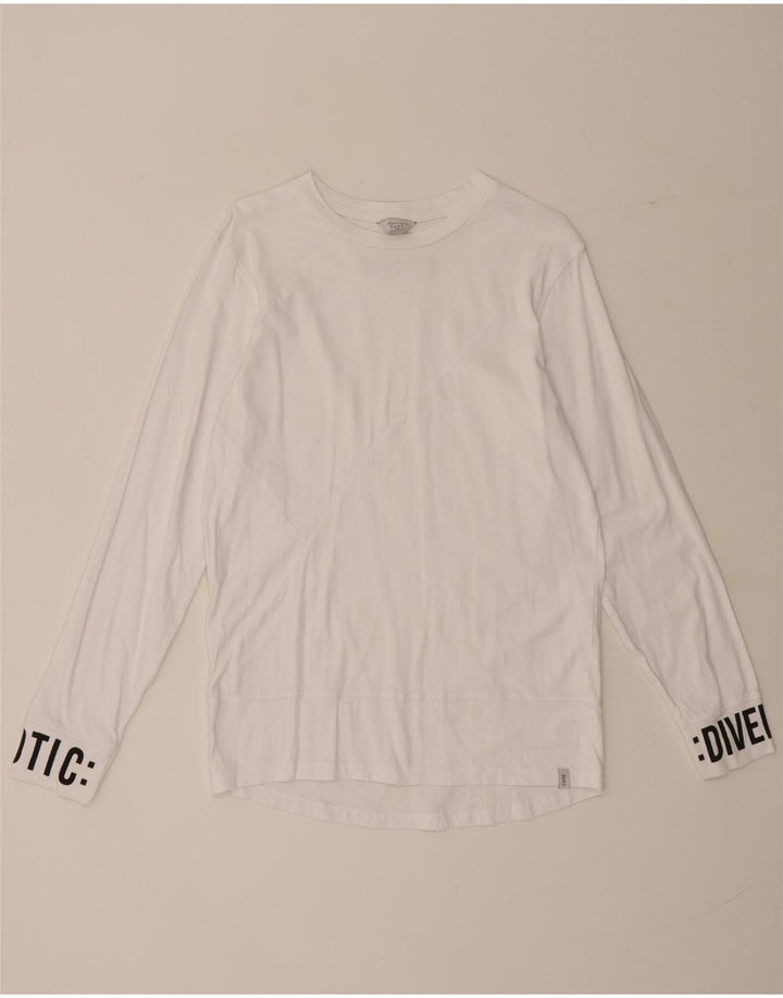 Jack & Jones Camiseta masculina gráfica manga comprida pequena branca