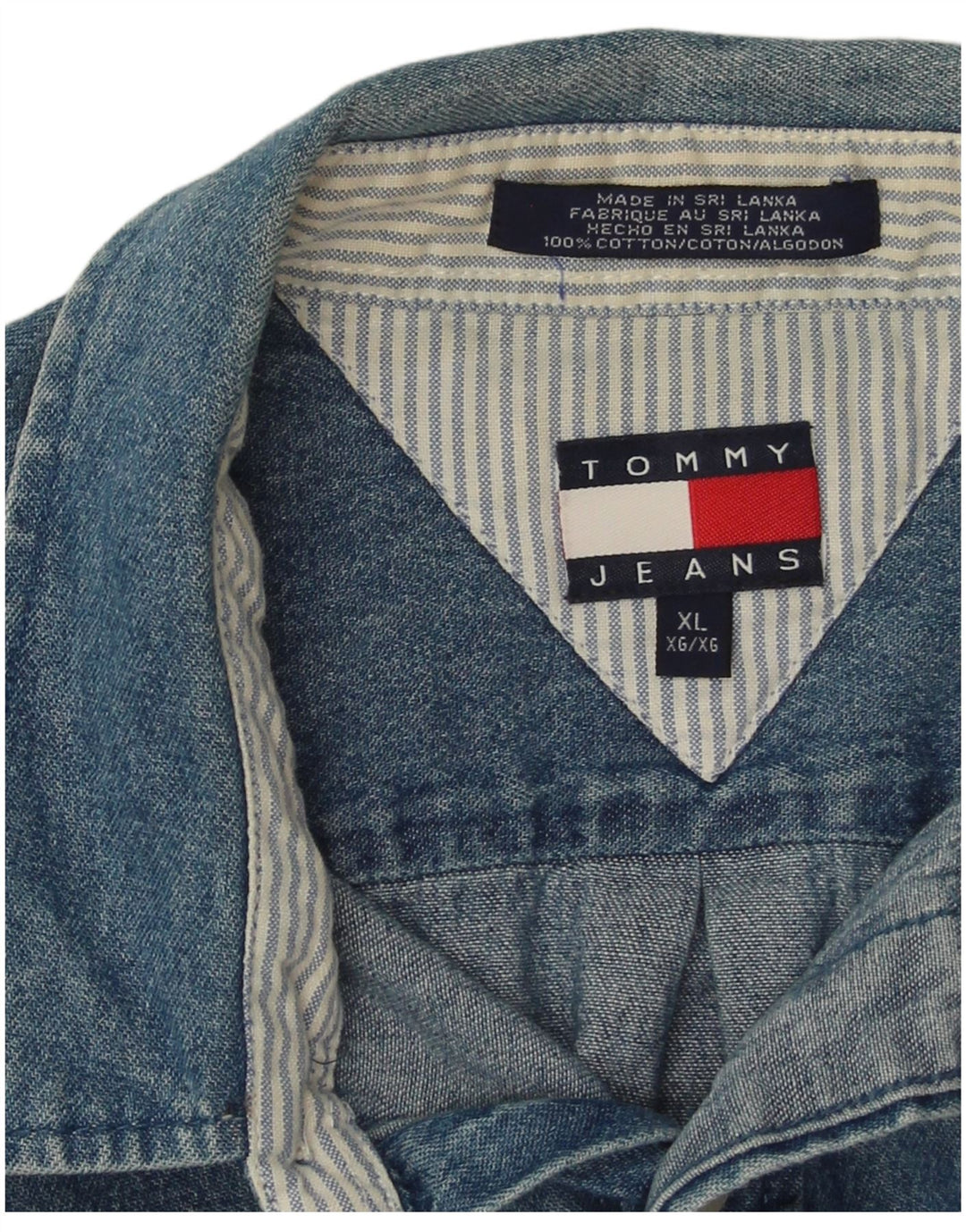 Camisa jeans masculina Tommy Hilfiger XL azul algodão