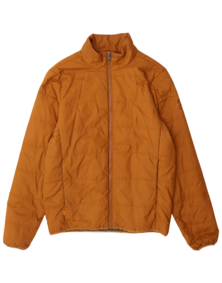 Jaqueta acolchoada superdimensionada masculina Timberland UK 36 poliéster marrom pequeno
