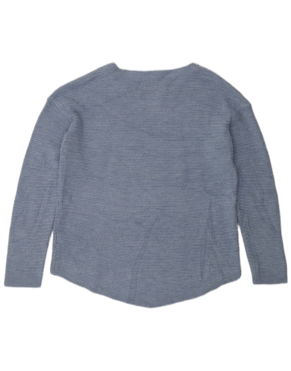 Suéter feminino Fat Face com pescoço de barco e acrílico azul médio UK 12