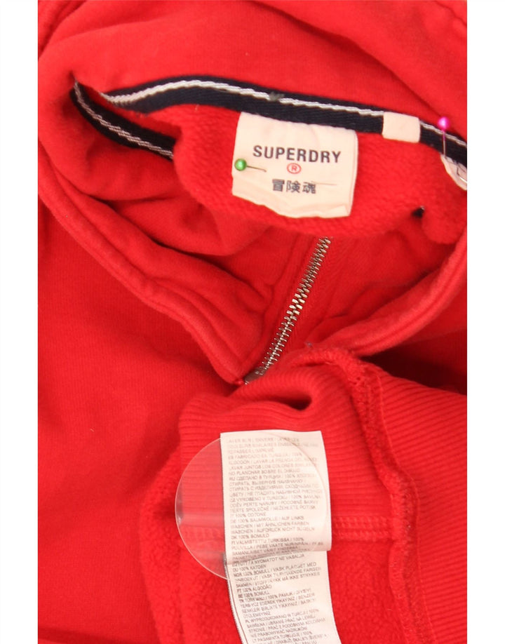 Suéter Superdry masculino com zíper e gola grande de algodão vermelho
