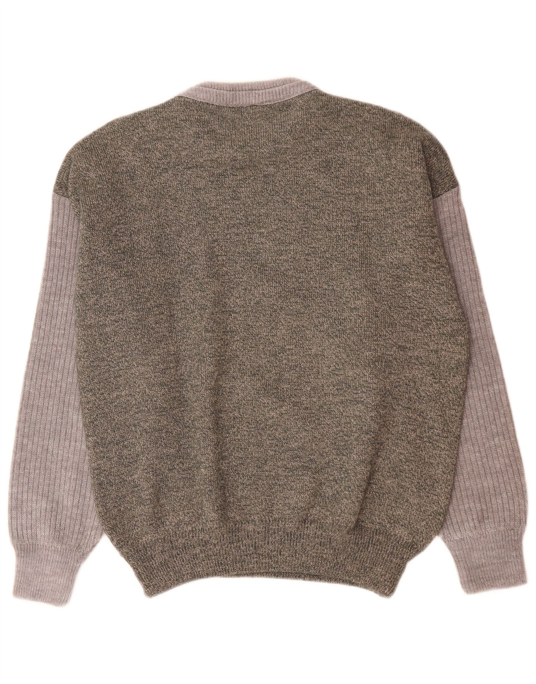 Suéter vintage masculino com gola redonda, grande lã colorblock verde