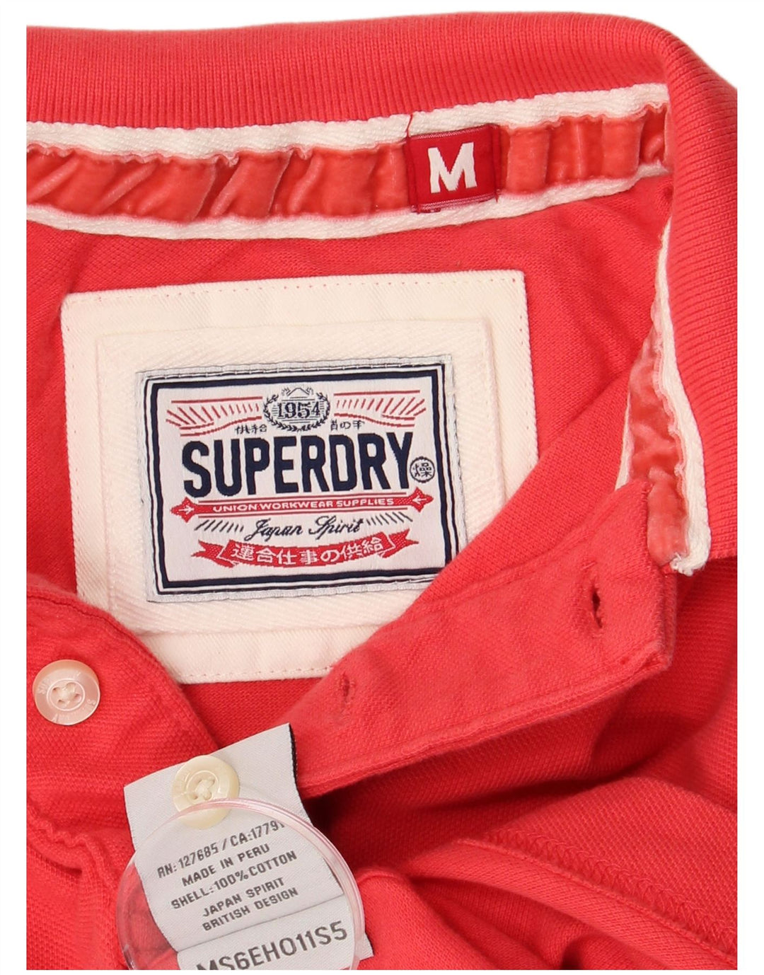 Camisa polo masculina SUPERDRY médio algodão vermelho
