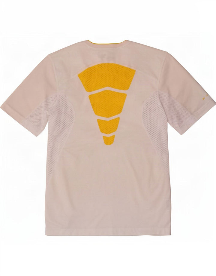 Camiseta masculina Nike Dri Fit Top pequeno branco colorblock poliéster