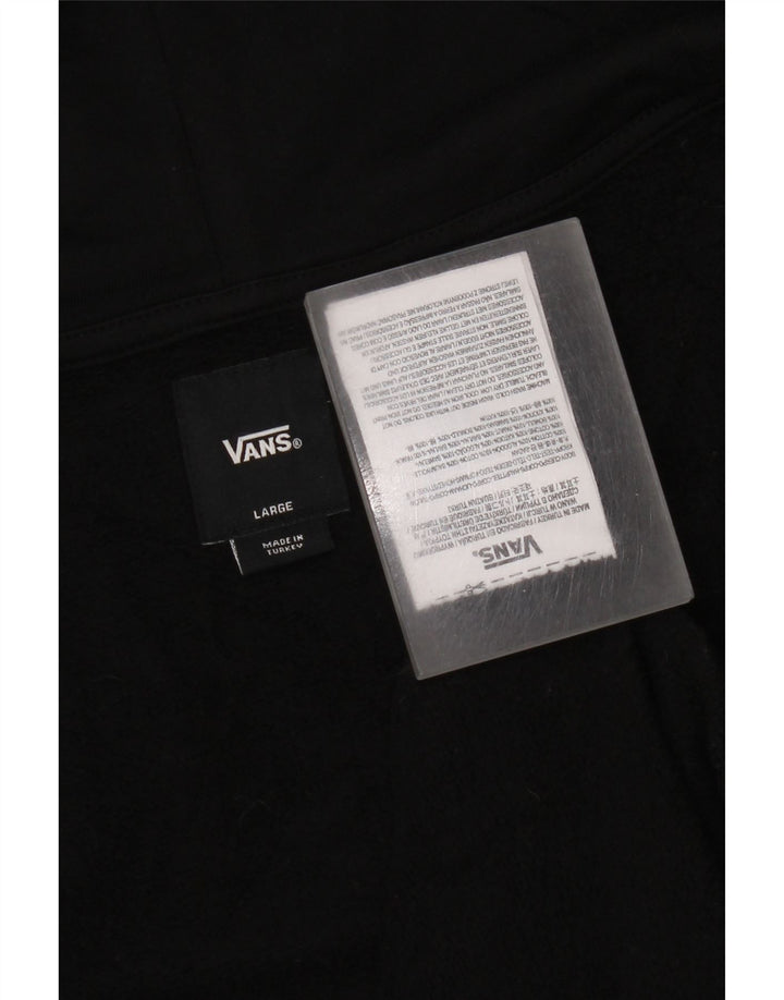 Suéter Vans masculino com capuz e zíper gráfico grande de algodão preto