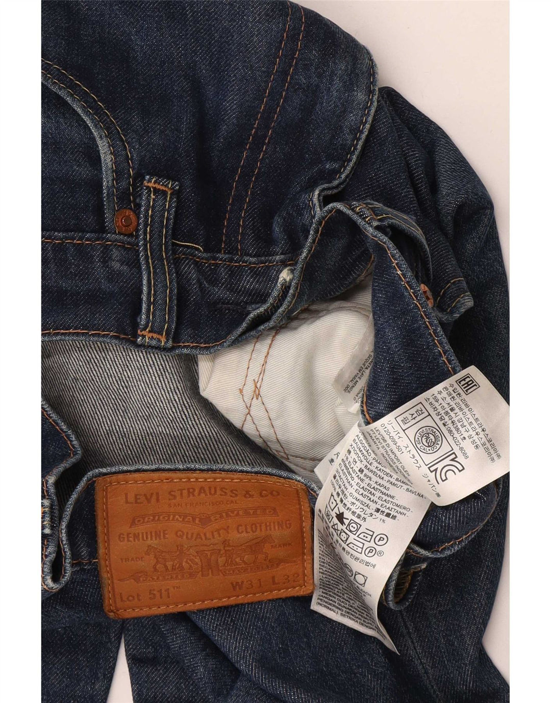 Levi's Masculino 511 Slim Jeans W31 L32 Azul Marinho Algodão