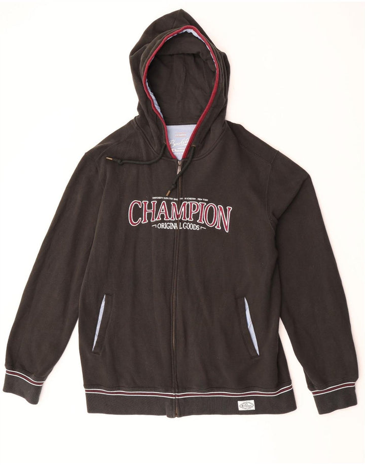 Suéter masculino com capuz e zíper gráfico Champion 2XL preto