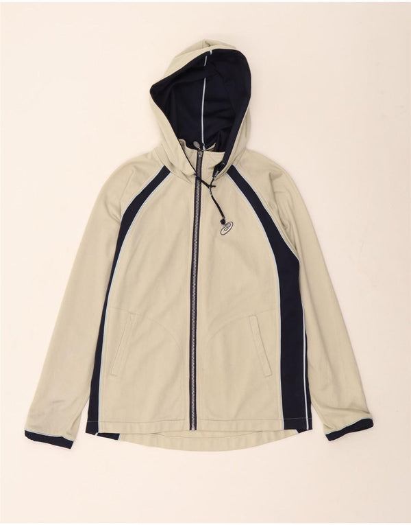 Suéter Asics masculino com capuz e zíper médio bege colorblock