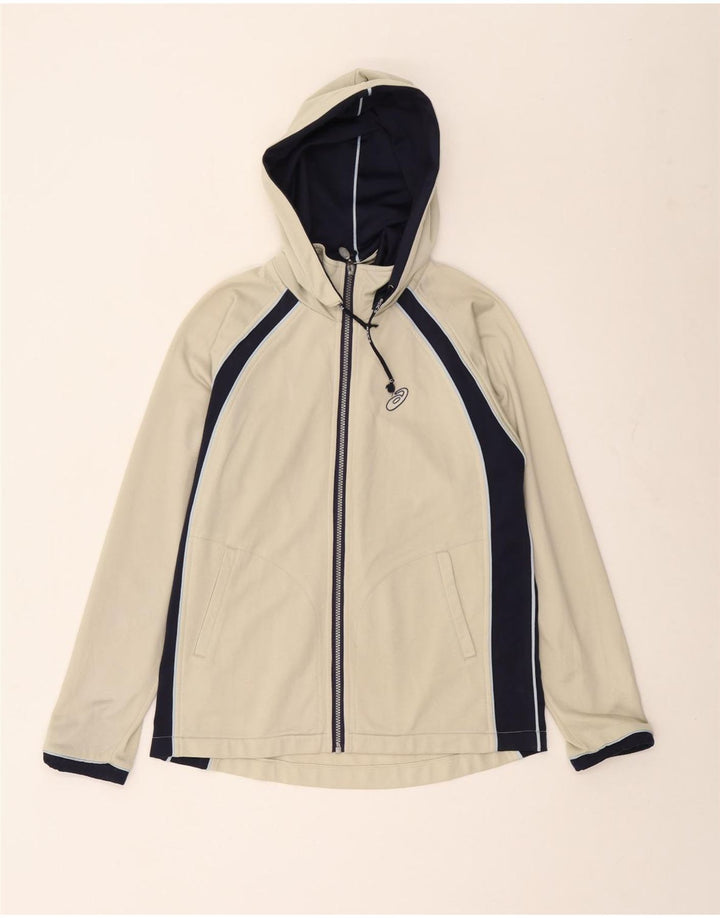 Suéter Asics masculino com capuz e zíper médio bege colorblock