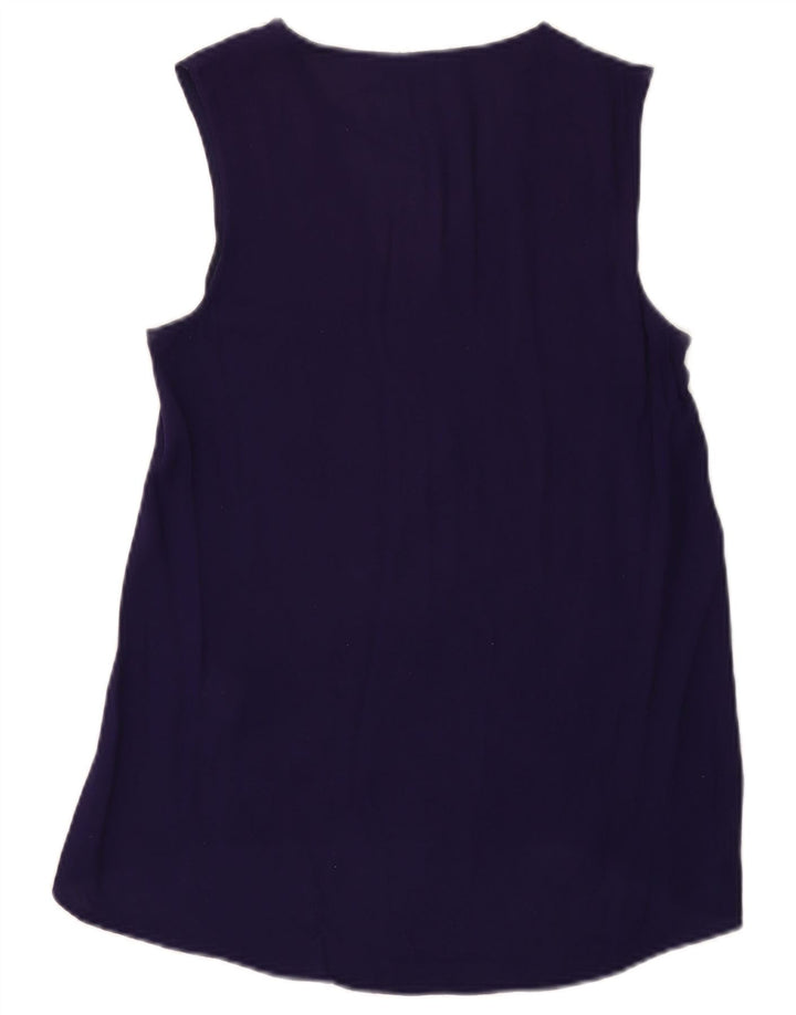 Blusa feminina Zara UK 10 pequena azul marinho poliéster