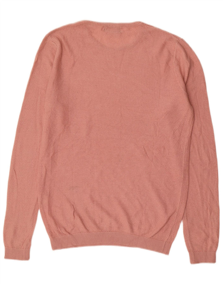 Zara Suéter masculino com gola redonda e acrílico rosa médio