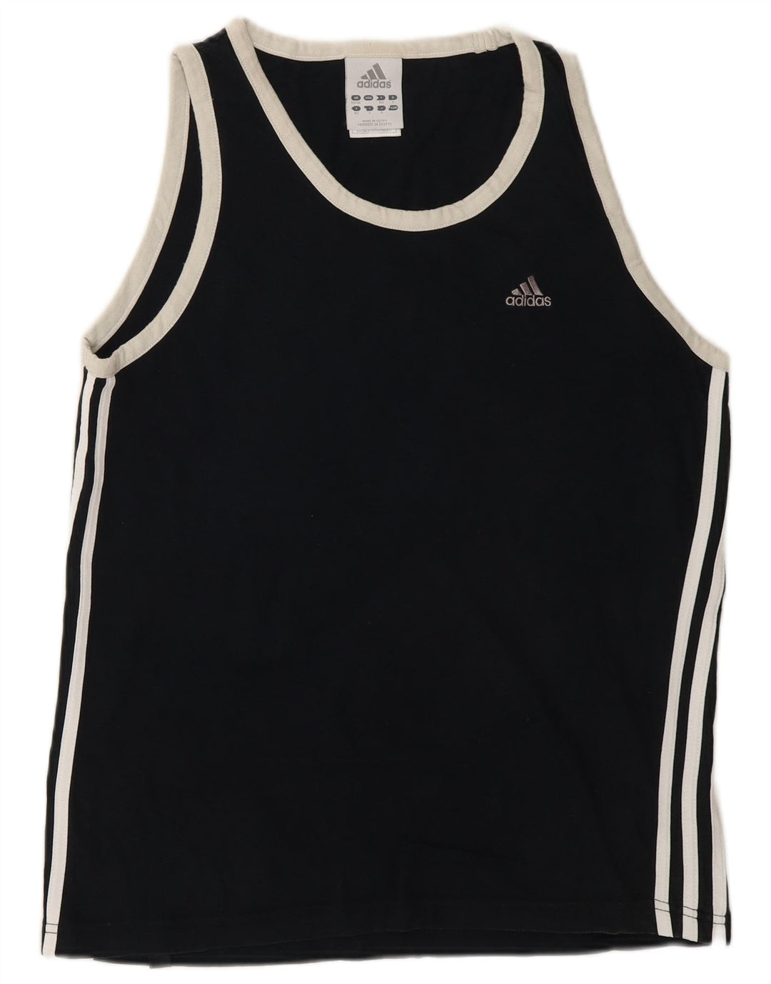 Adidas Mens Vest Top UK 34/36 Pequeno Algodão Preto