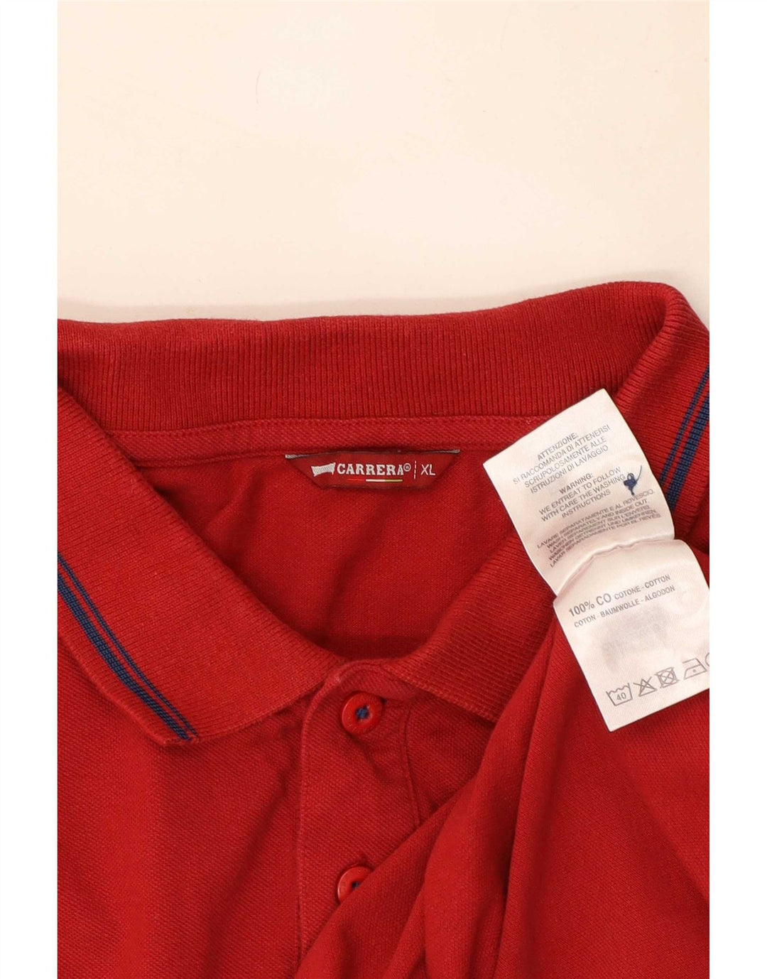 Camisa polo masculina Carrera XL listrada vermelha de algodão