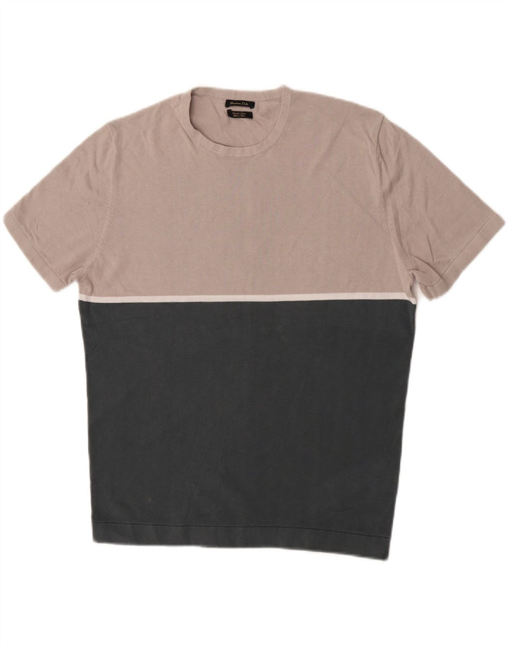 Camiseta masculina Massimo Dutti Top médio verde algodão colorblock