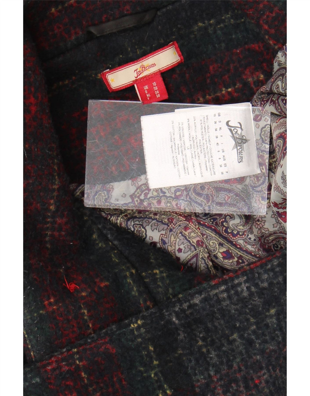 Casaco feminino JOE BROWNS com peito duplo UK 10 pequeno xadrez multicolorido