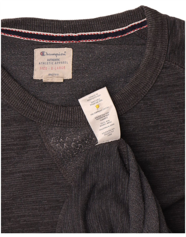 Moletom masculino Champion XL cinza manchado de algodão