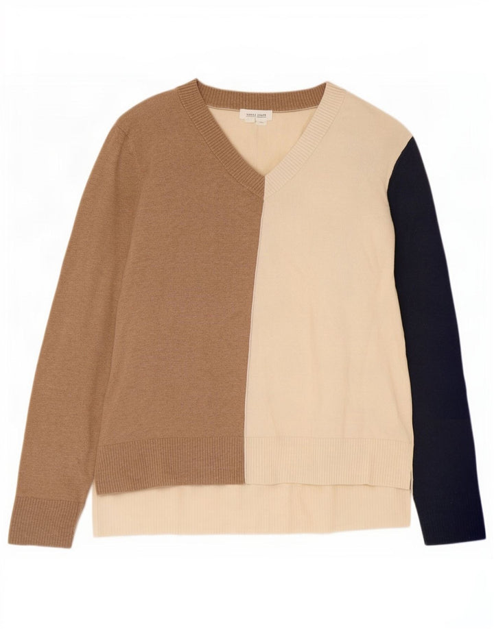Suéter feminino com decote em V White Stuff Reino Unido 16 grande multicolorido