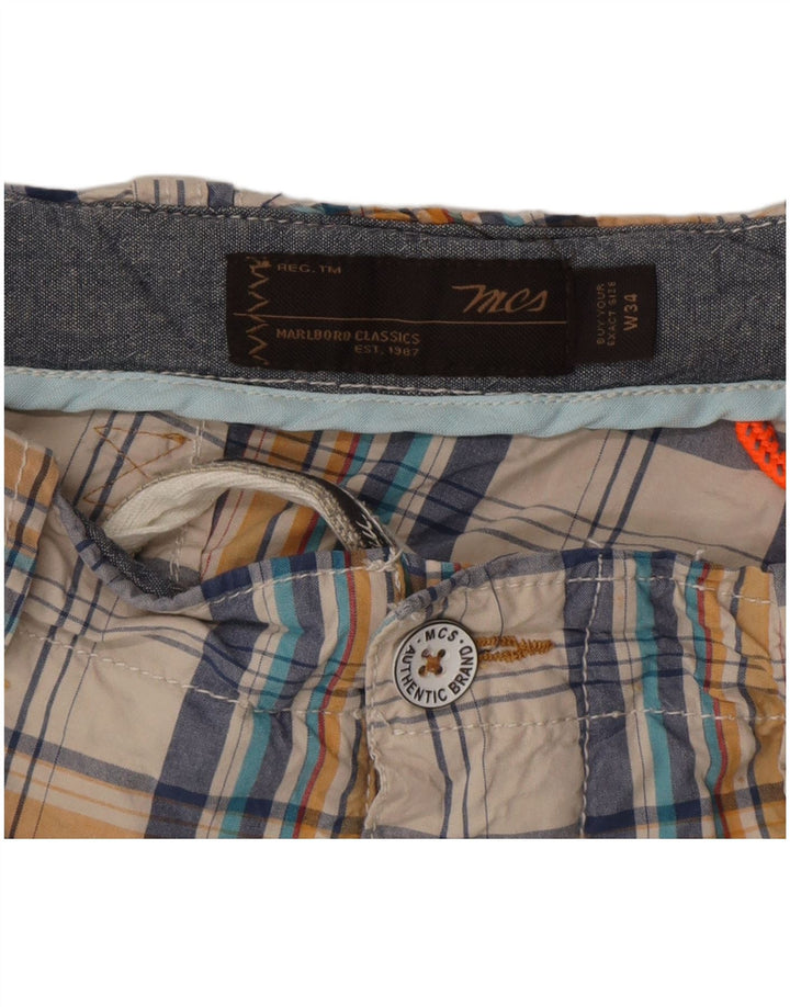 Shorts cargo masculino Marlboro Classics W34 grande algodão xadrez multicolorido