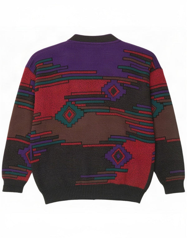 Suéter cardigã masculino Carletti XL poliacrílico geométrico multicolorido