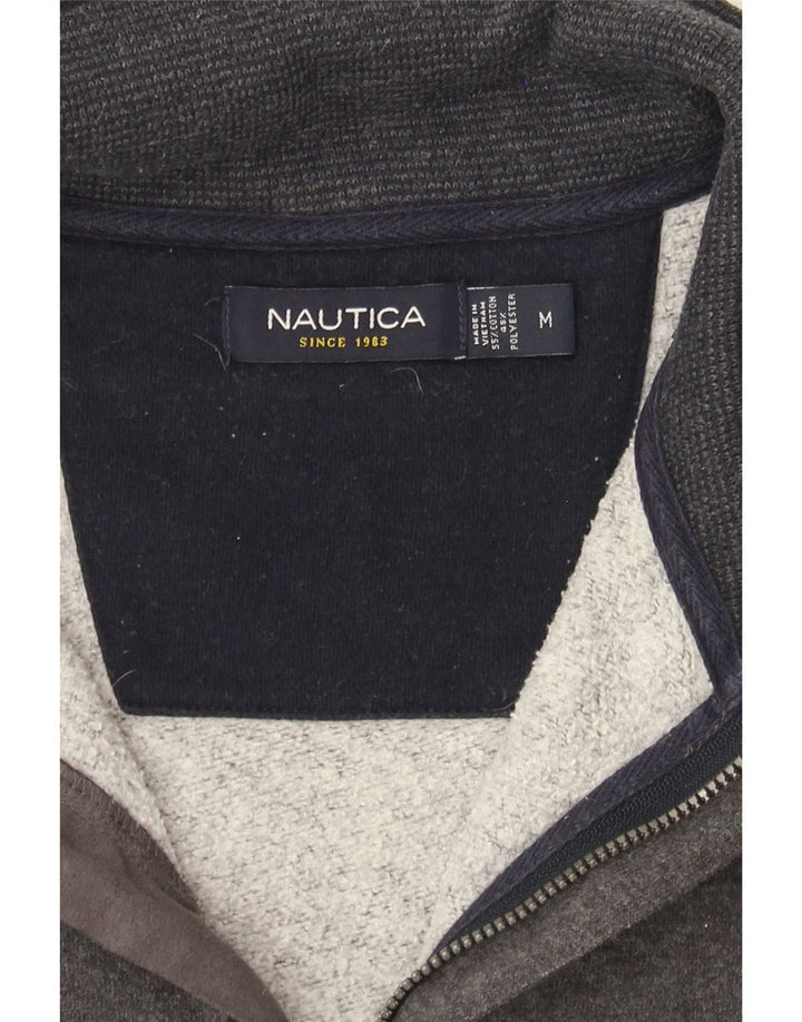 NAUTICA Mens Zip Neck Sweatshirt Jumper UK 14 Medium Grey Cotton Vintage Nautica and Second-Hand Nautica from Messina Hembry 