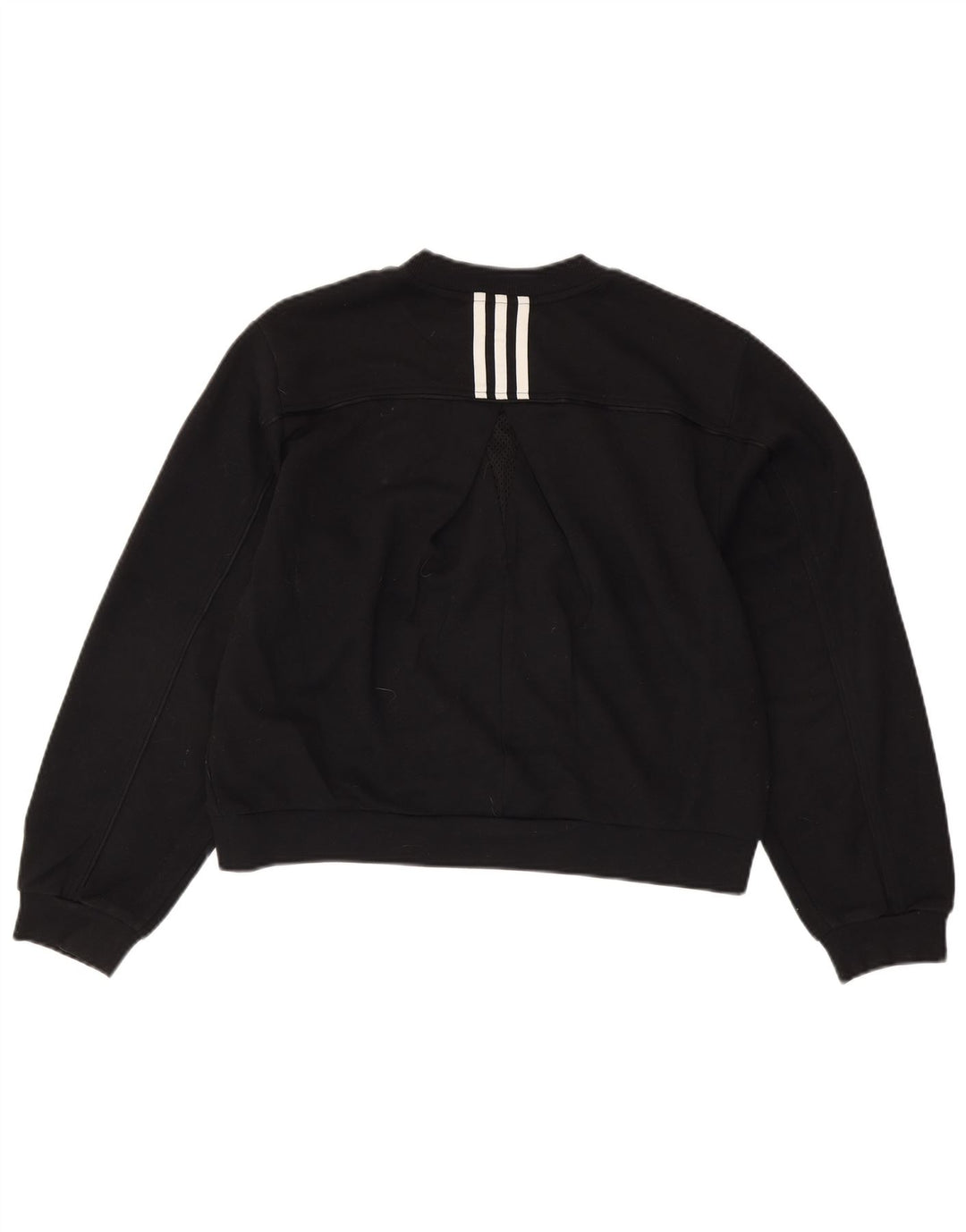 ADIDAS Womens Crop Oversized Sweatshirt Jumper UK 8/10 Pequeno Preto