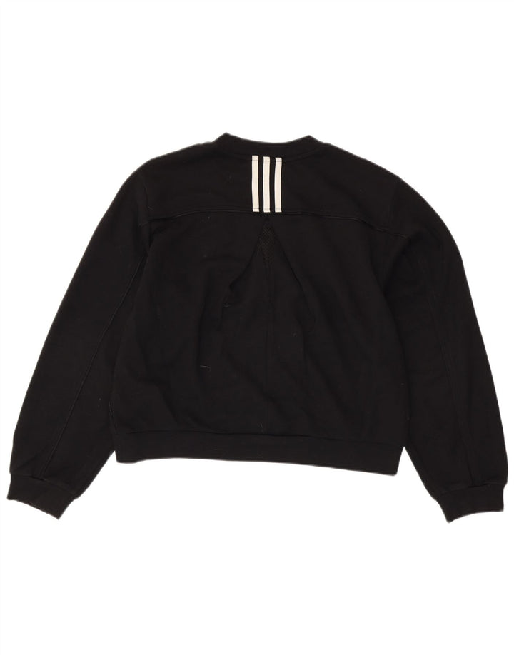 ADIDAS Womens Crop Oversized Sweatshirt Jumper UK 8/10 Pequeno Preto