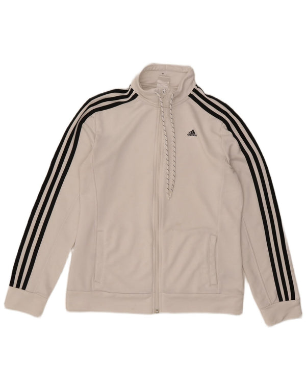 Adidas Womens Tracksuit Top Jacket UK 16/18 Grande Branco Poliéster
