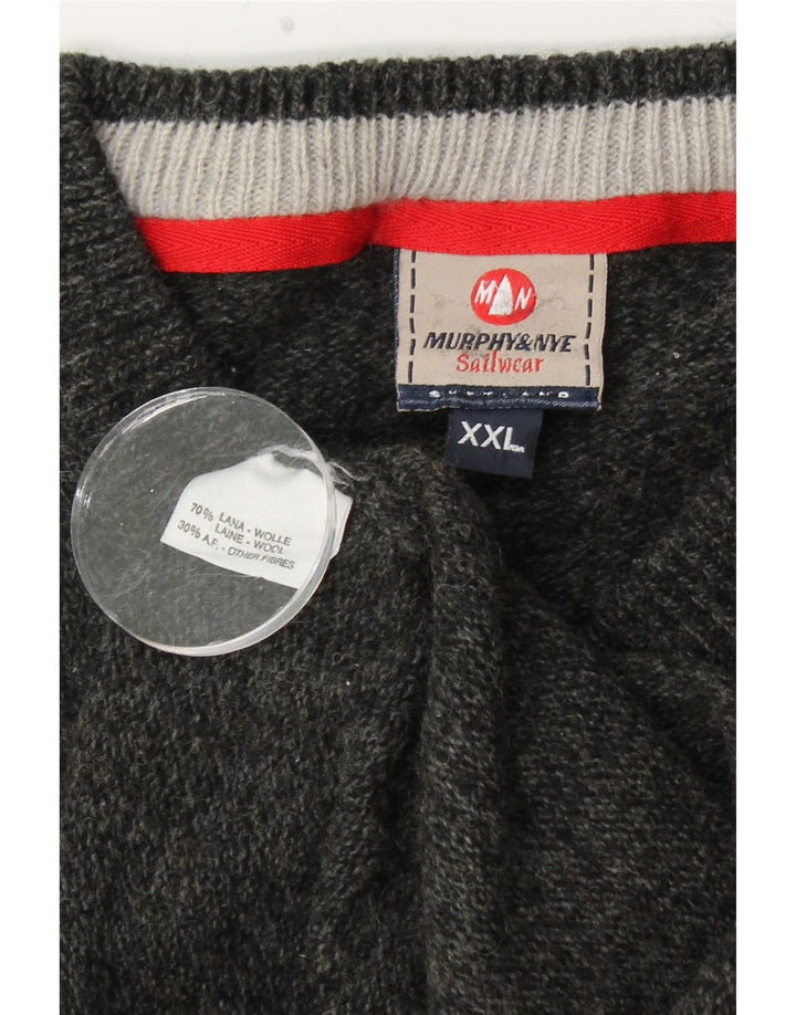 Suéter masculino MURPHY & NYE com decote em V 2XL lã preta