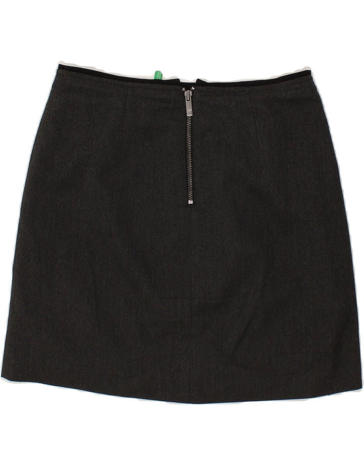 BENETTON Womens A-Line Skirt W30 Medium Grey Herringbone Vintage Benetton and Second-Hand Benetton from Messina Hembry 