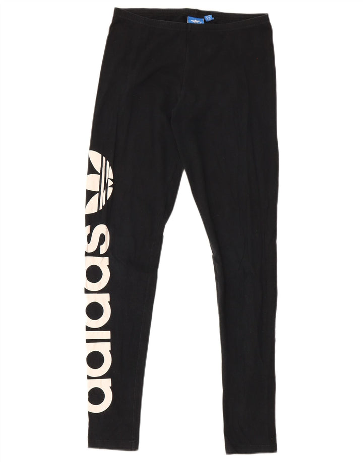 Leggings Adidas Femininas Gráficas UK 12 Médio Algodão Preto