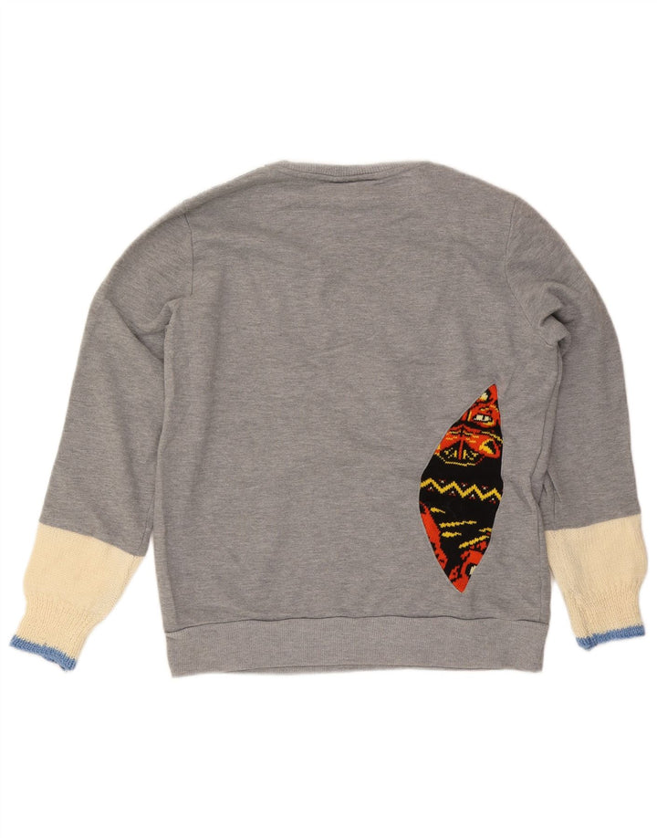 Fila moletom gráfico feminino jumper UK 16 grande bloco cinza