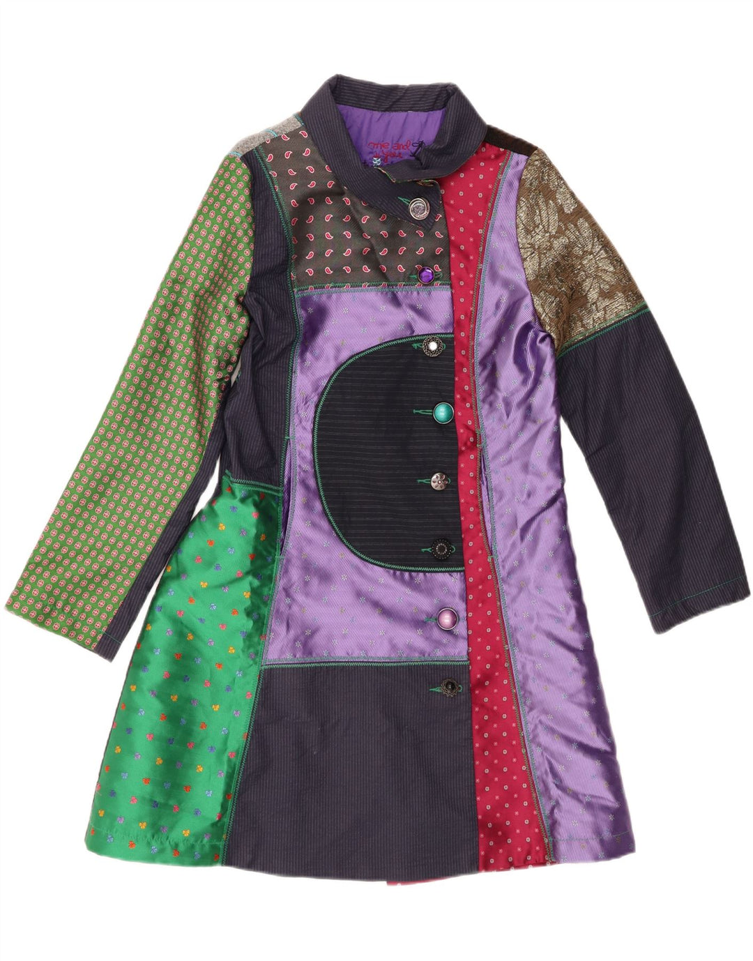 Sobretudo feminino Desigual EU 44 XL patchwork multicolorido poliéster