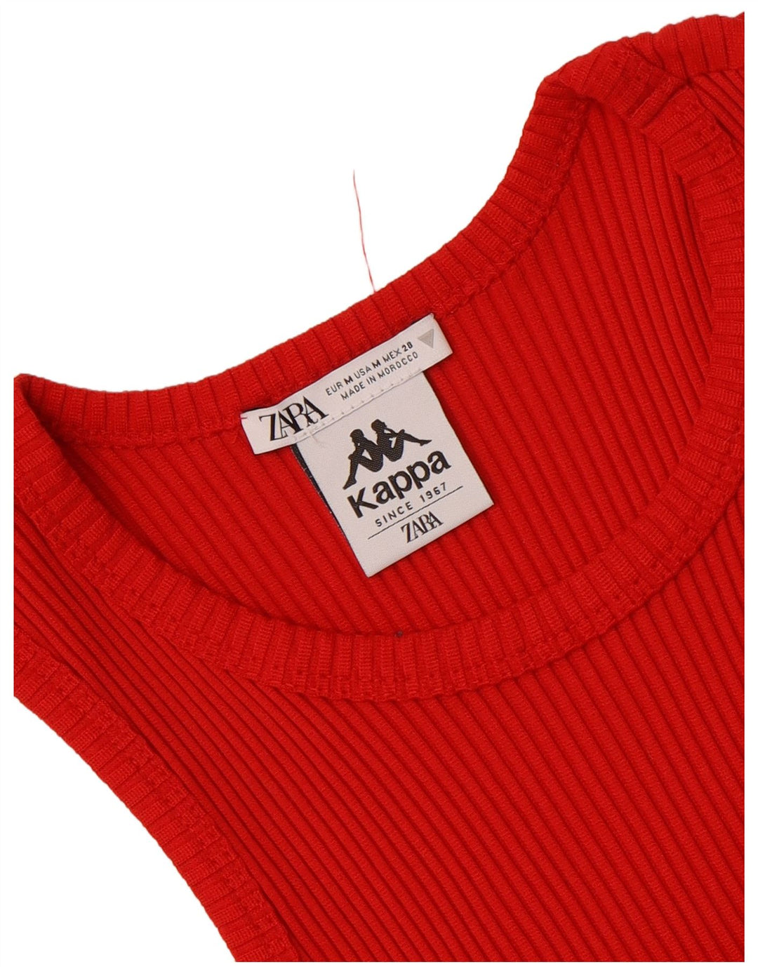 Colete feminino Zara X Kappa Top UK 12 Médio Vermelho