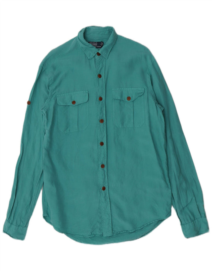 Polo Ralph Lauren Camisa masculina média turquesa linho