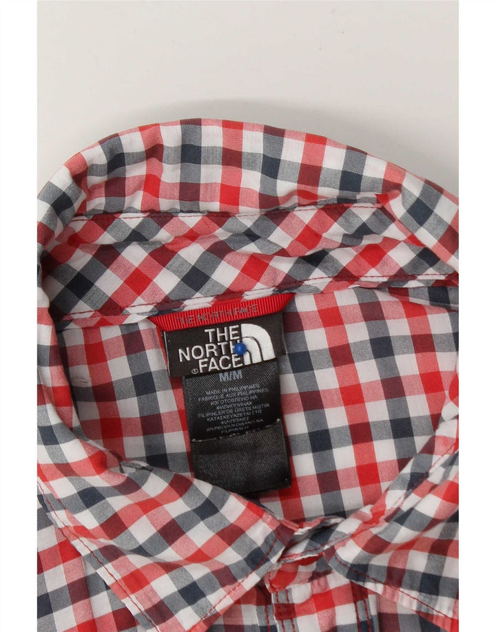 Camisa masculina de manga curta The North Face, algodão xadrez vermelho médio